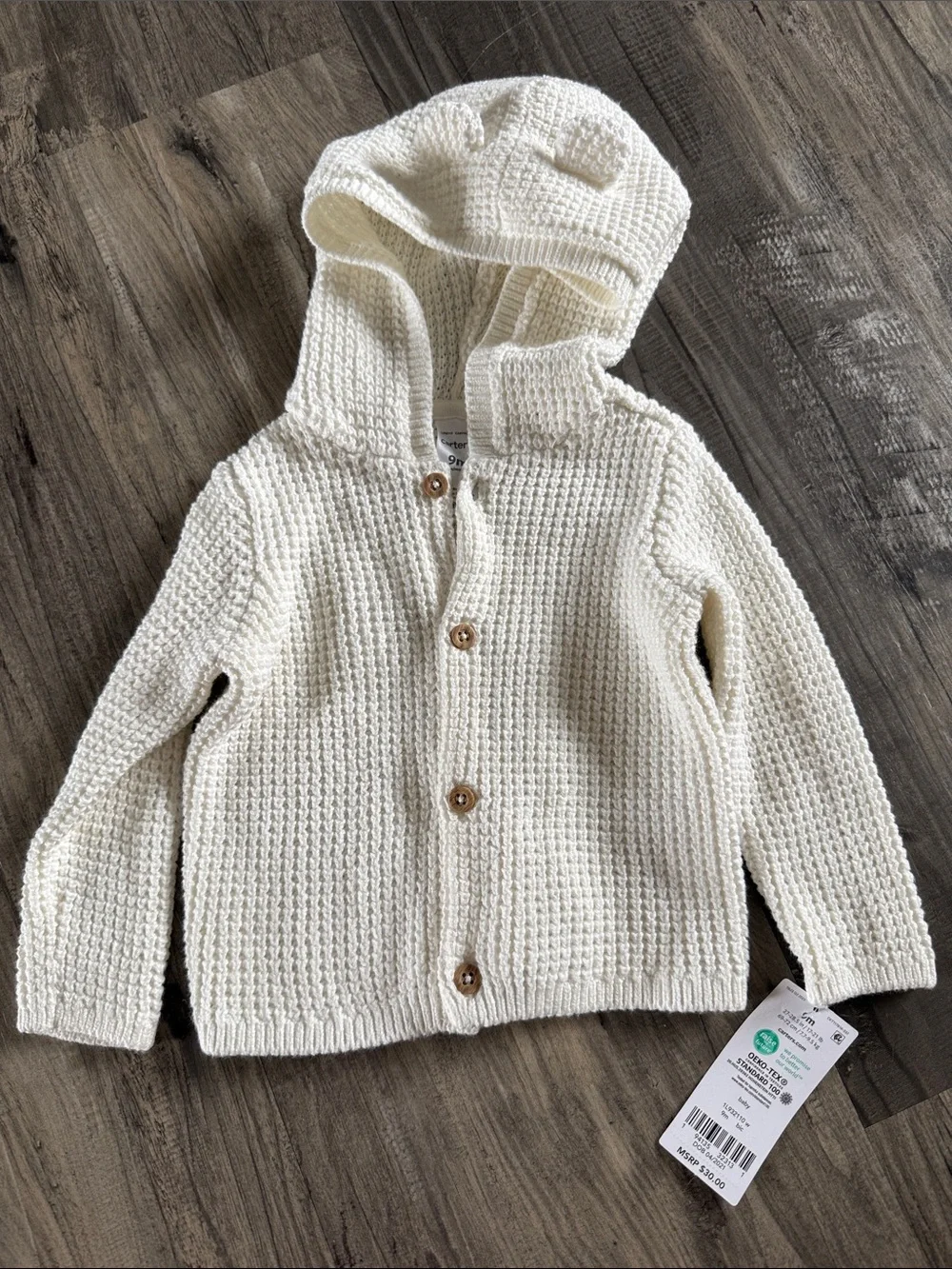 Carter's Cream Hooded Knit Sweater
